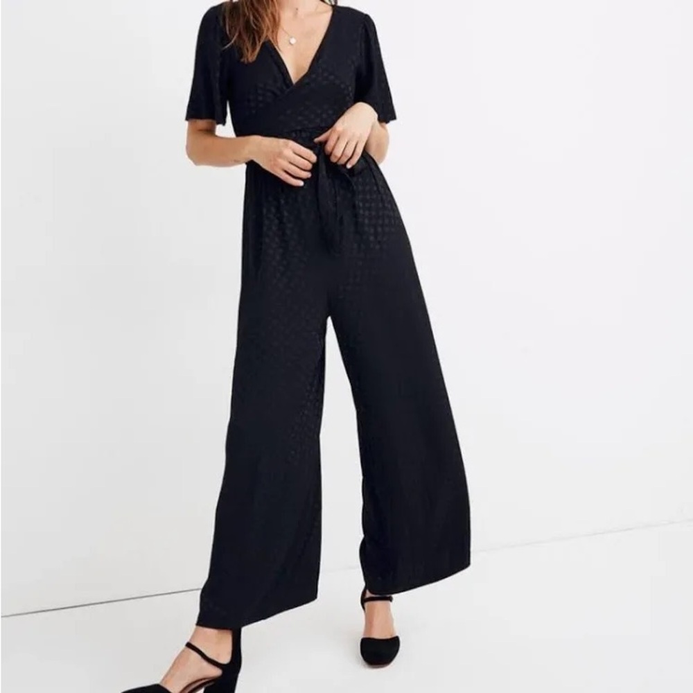 Madewell Women's Dot Jacquard Wrap Waist Jumpsuit